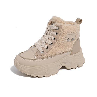 Damen Sneaker Warm High-Top Teddyfutter Schuhe Winter