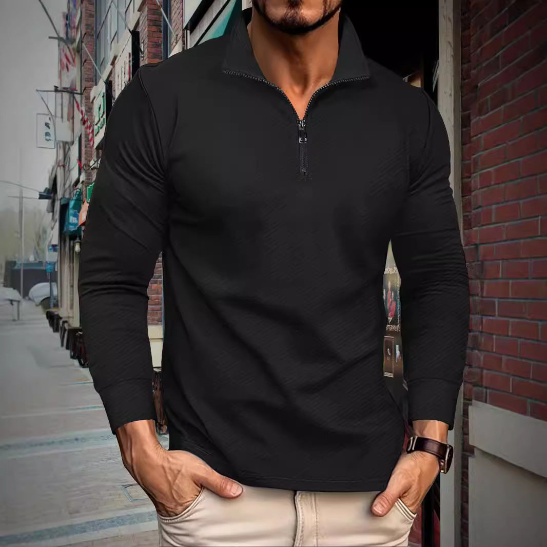 Herren Langarmpullover Funktionell mit Halbzipper und Strukturdesign - BerlinGlamour