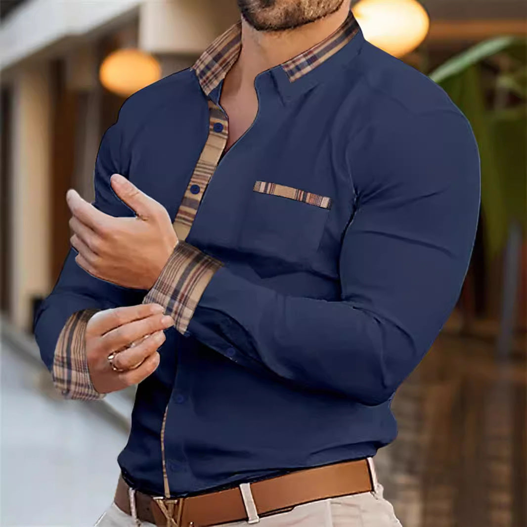 Herren Kurzarmhemd Elegantes mit Kontrastkragen und Brusttasche Modern