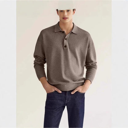 Herren Polo Sweatshirt Lässig Mit Knöpfen Modern