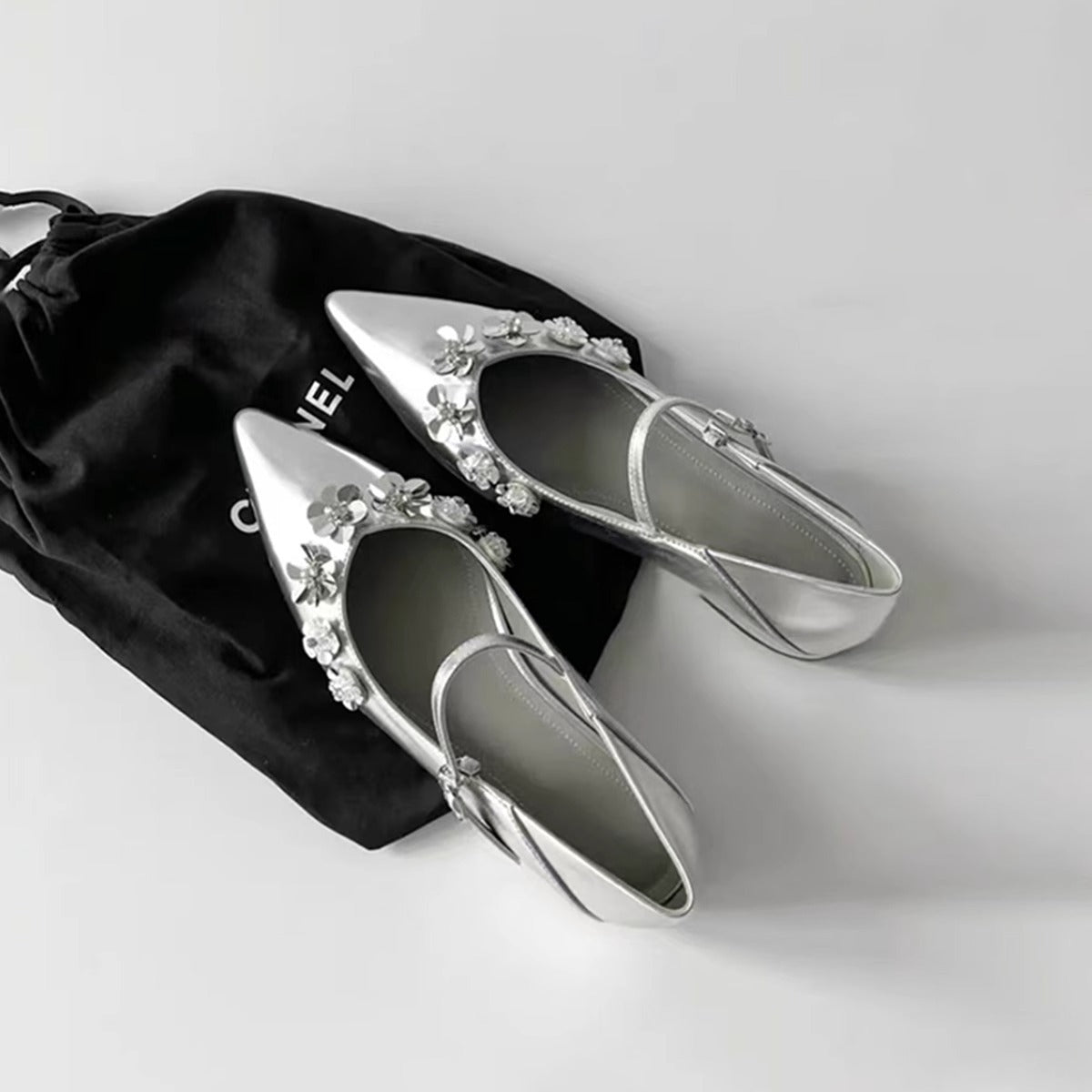 Damen Ballerinas Elegant Florale Riemen Schuhe