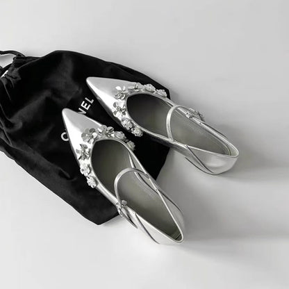 Damen Ballerinas Elegant Florale Riemen Schuhe
