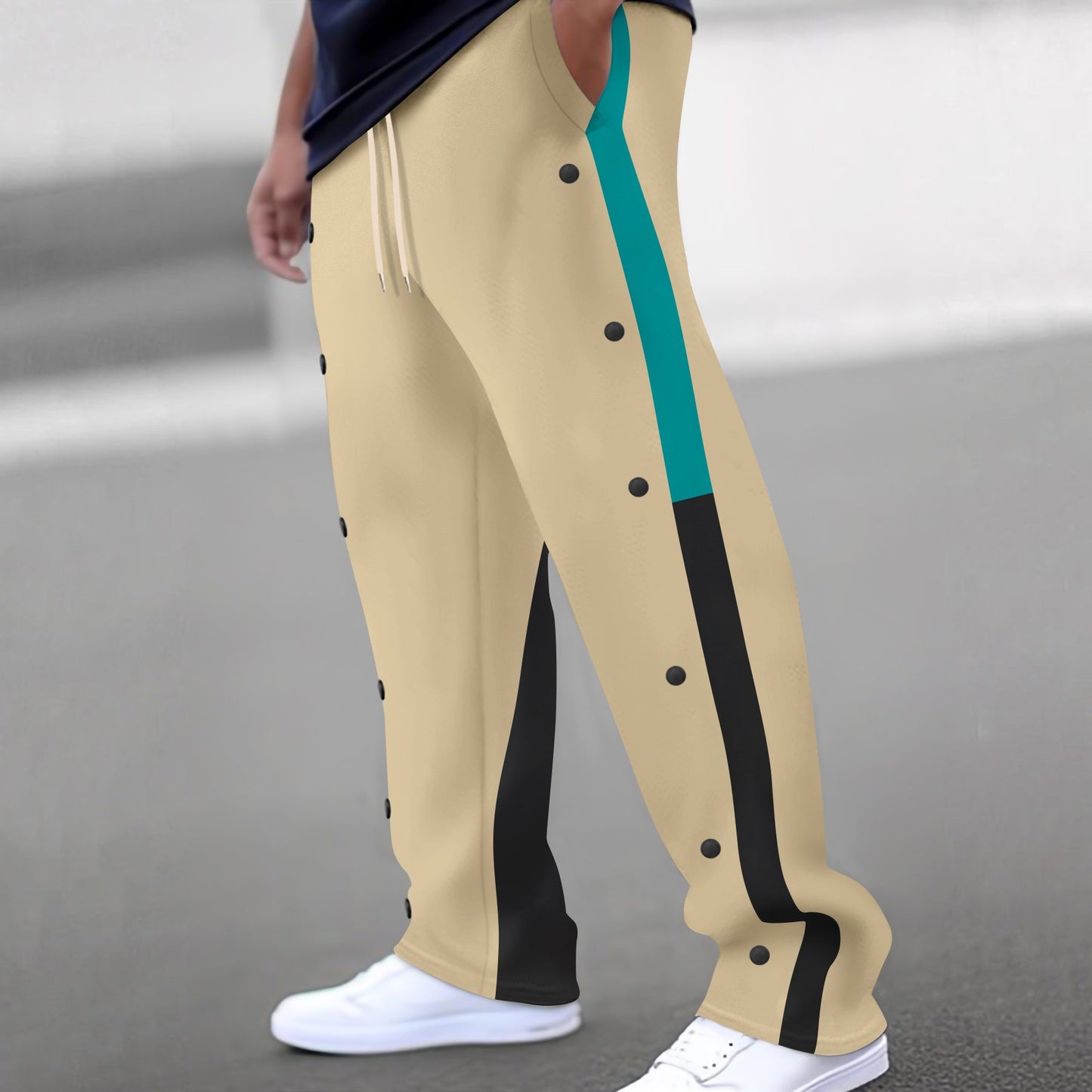 Herren Sportlhose Mit Druckknöpfen Side Pockets