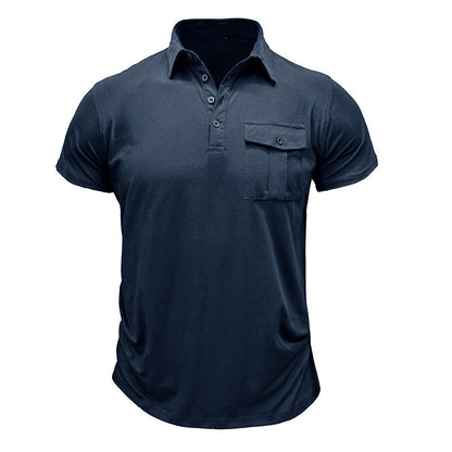 Herren Poloshirt Modern mit Stehkragen und Brusttasche