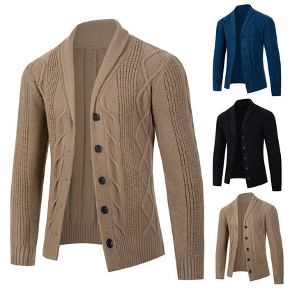 Herren Strickjacke Modisch Kabelmuster Knopfleiste - BerlinGlamour