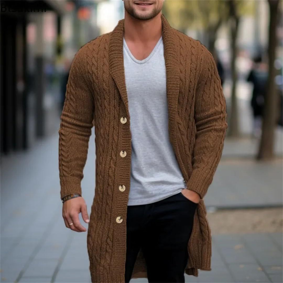 Herren Strickjacke Offen Modern Knopf Detail Design