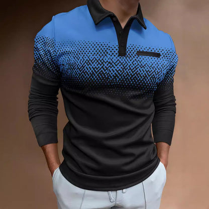 Herren Poloshirt Langarm Digitaldruck Berlin Style