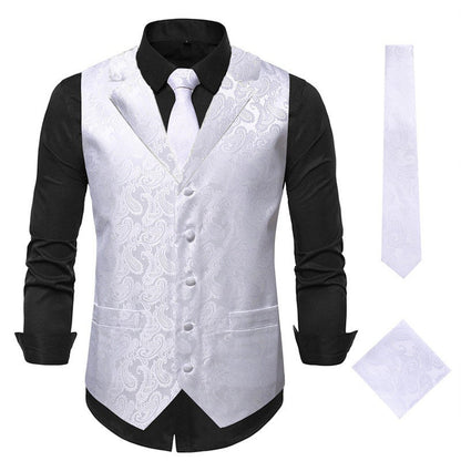 Elegante Herrenweste Paisley Muster Modern Schwarz