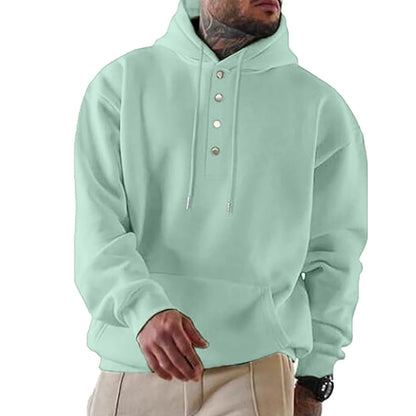 Herren Kapuzenpullover Modern mit Knöpfen und Kordelzug