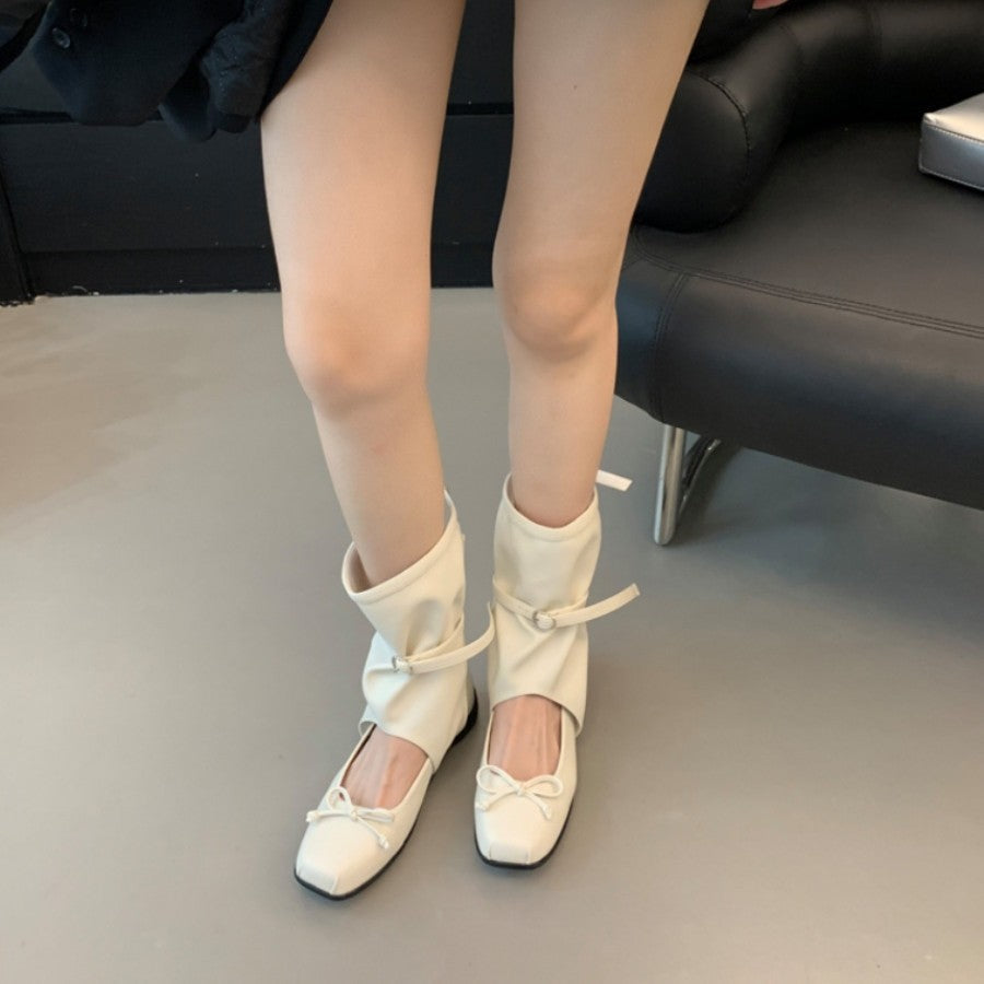Damen Ballerinas Elastisch Schleifenakzent Modisch