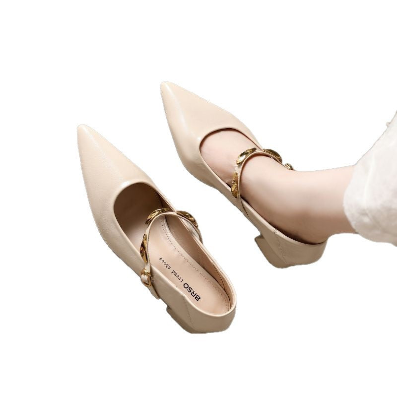Elegante Damen Lederpumps mit Blockabsatz Schwarz