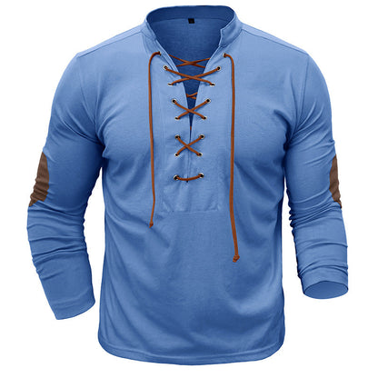Herren Langarm-Shirt Mit Schnürung Modern Trendig