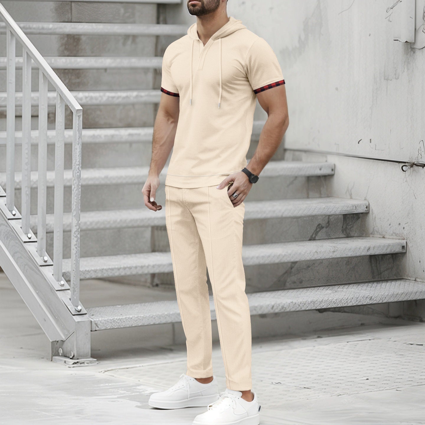 Herren Sportset Kapuze mit Taschen Ergonomisch Modern