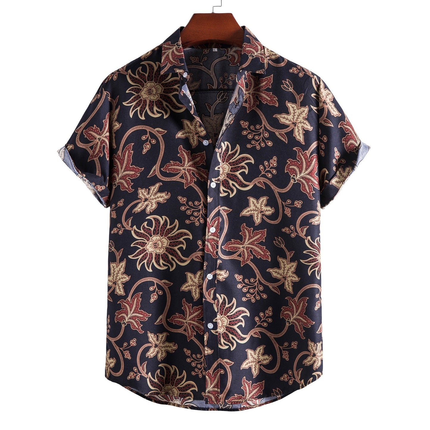 Herren Kurzarmhemd Blumenmuster Bequem Modern - BerlinGlamour