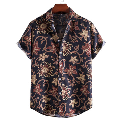 Herren Kurzarmhemd Blumenmuster Bequem Modern - BerlinGlamour