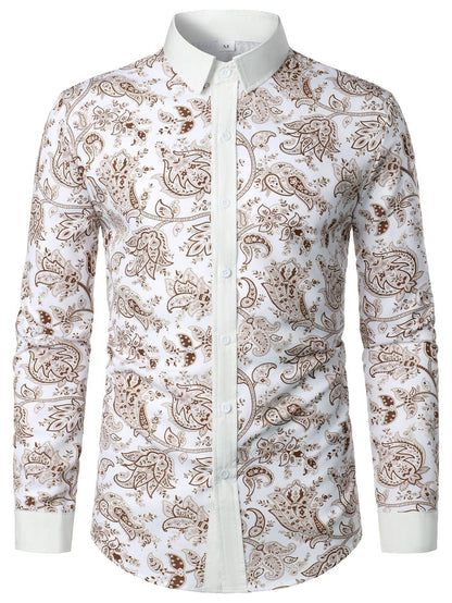 Herren Langarmhemd Paisley Muster Modern Stylish