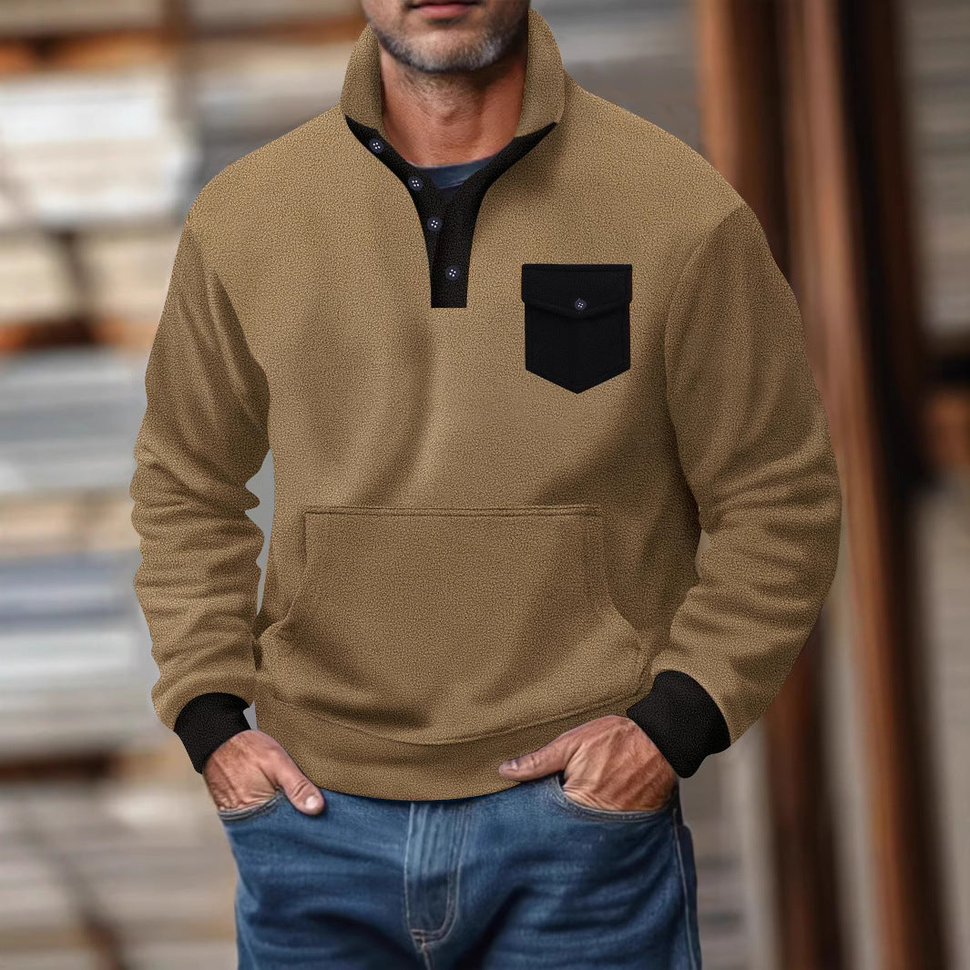 Herren Pullover Lässig mit Brusttasche Modern