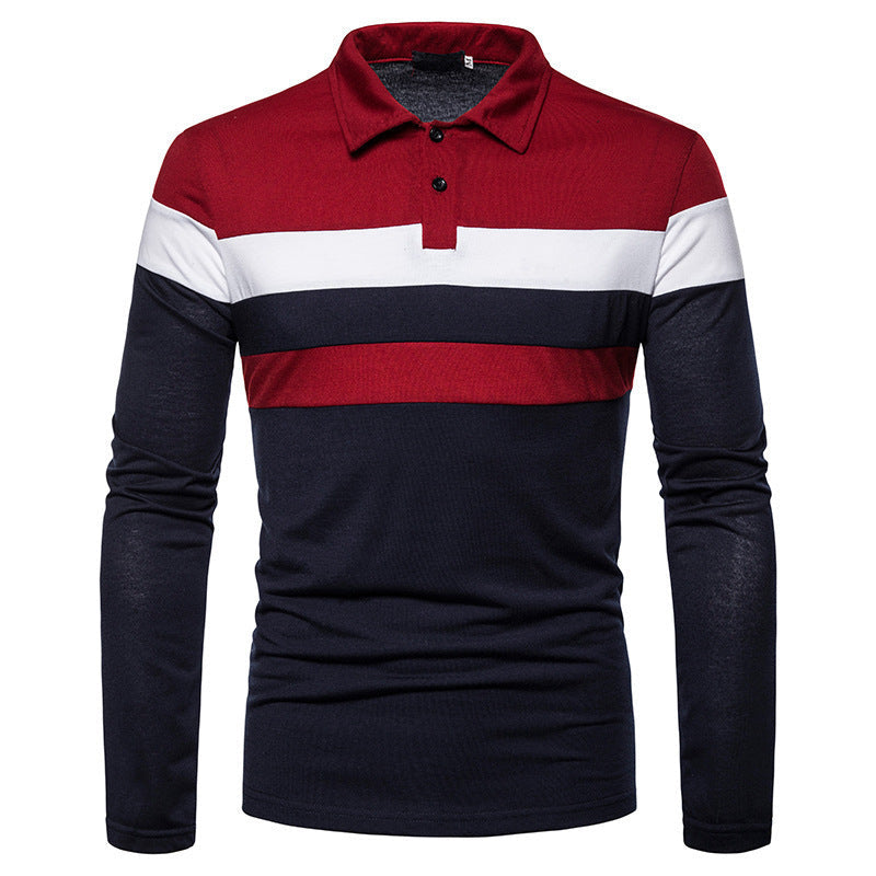 Herren Polohemd Langarm Modern Streifenmuster
