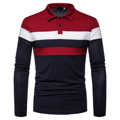 Herren Polohemd Langarm Modern Streifenmuster