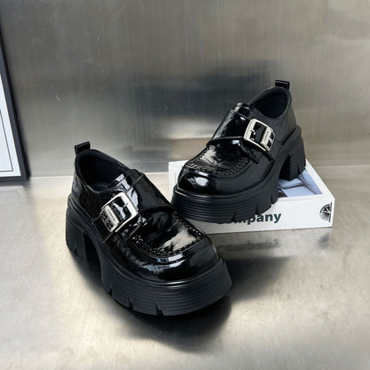 Damen Schnürschuhe Elegant Klobige Sohle Modische Schnallen