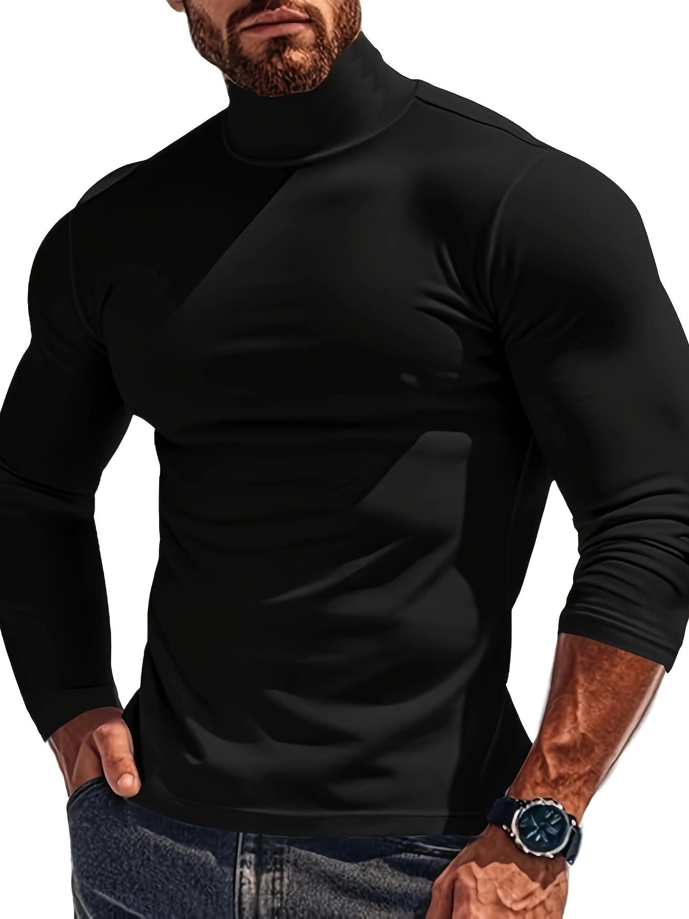 Herren Rollkragenpullover Elastisch Stretch Modern