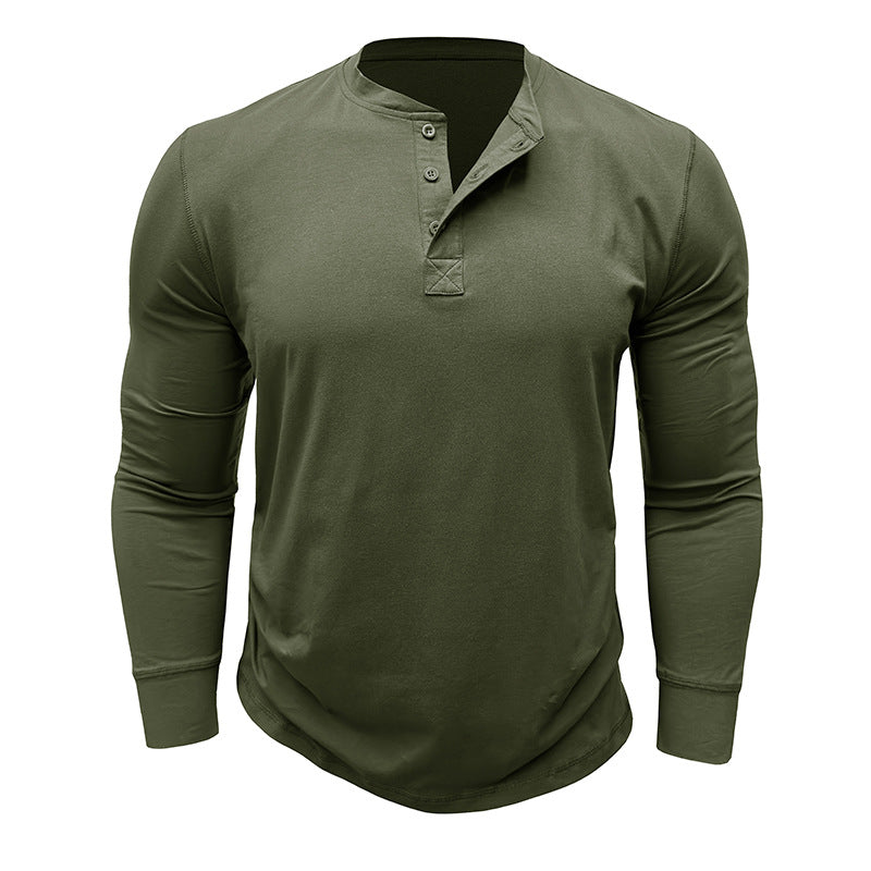 Herren Langarmshirt Modern Bequem Knopfleiste