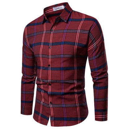 Herren Langarmhemd Karomuster Elegant Modern