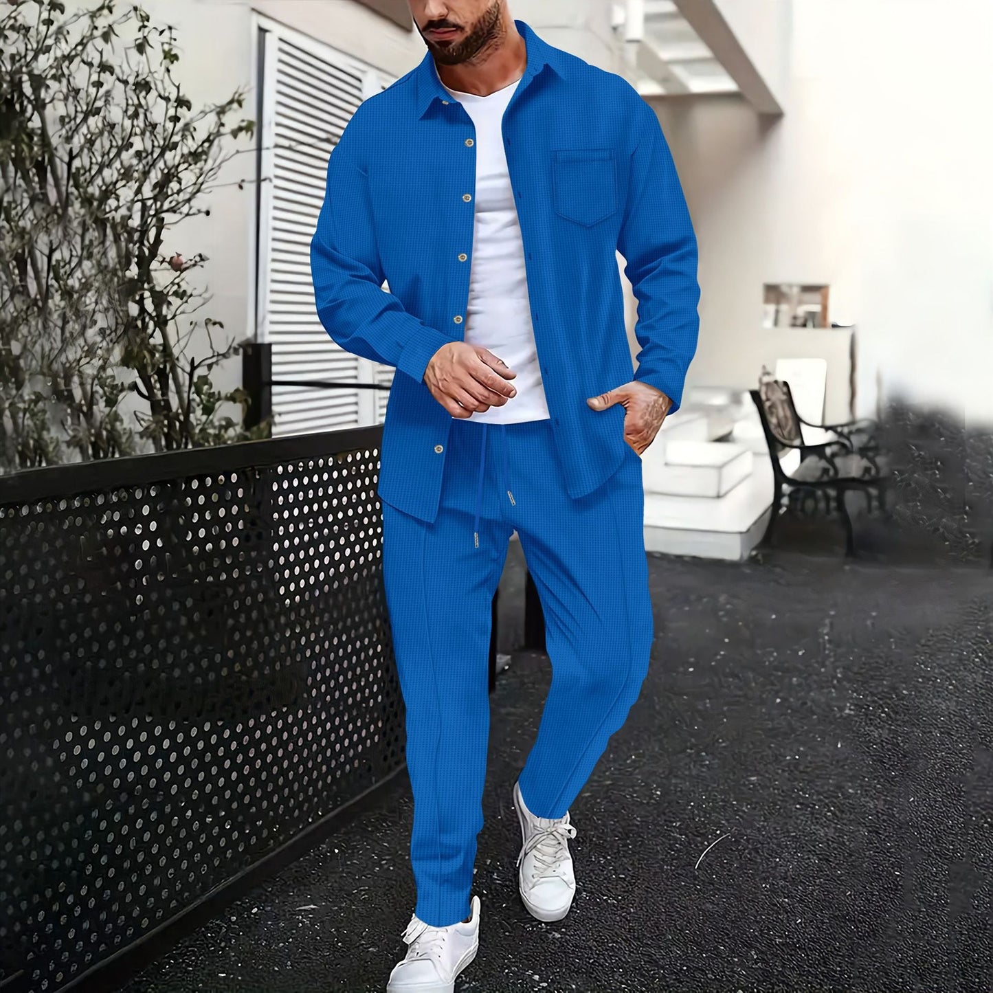 Herren Freizeit-Set mit geripptem Design Modern Stil - BerlinGlamour
