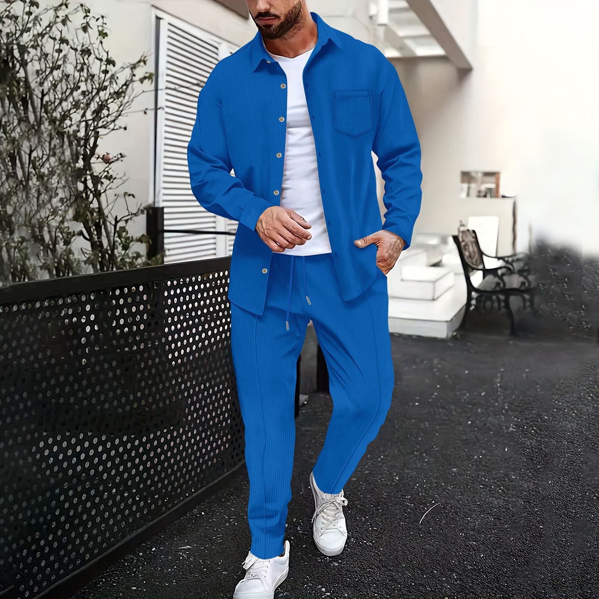 Herren Freizeit-Set mit geripptem Design Modern Stil - BerlinGlamour