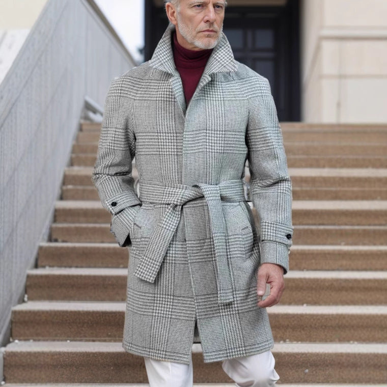 Herren Karomantel Modern mit Hochkragen Trendy - BerlinGlamour
