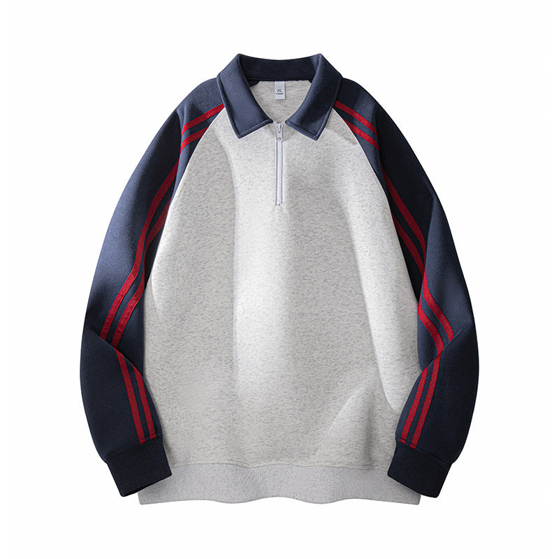 Herren Sweatshirt Sportlich Reißverschluss Stehkragen Modern