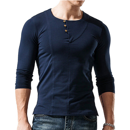 Herren Langarmshirt Elegantes Hemd mit Knöpfen Modern