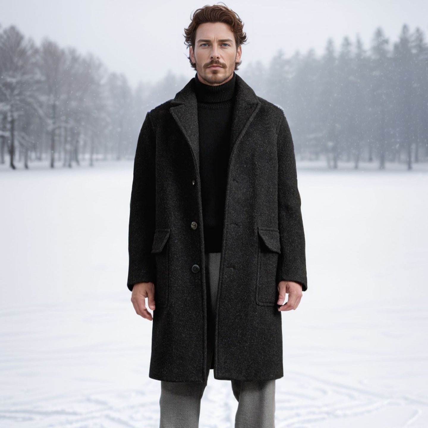 Herren Wintermantel Warm Elegant mit Taschen und Doppelknopf - BerlinGlamour