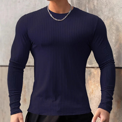 Herren Langarmshirt Sportlich Strukturiert Modern