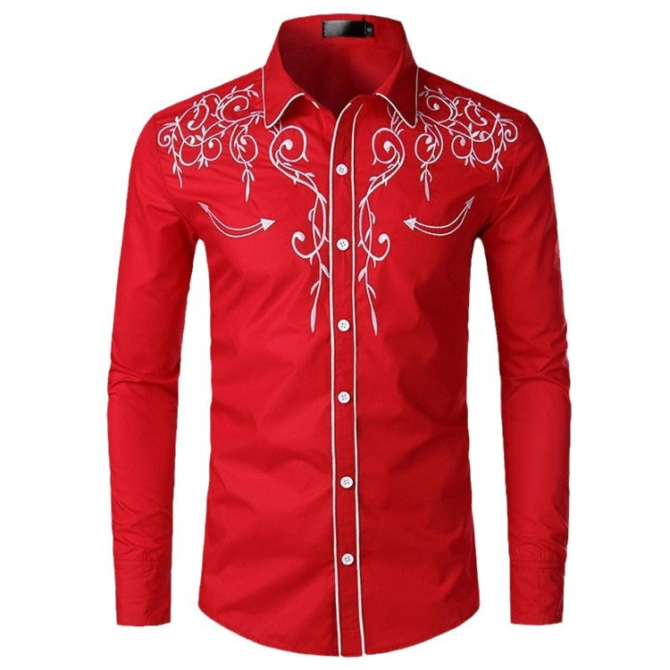 Herren Langarmhemd Modern Elegant Stickerei Slimfit