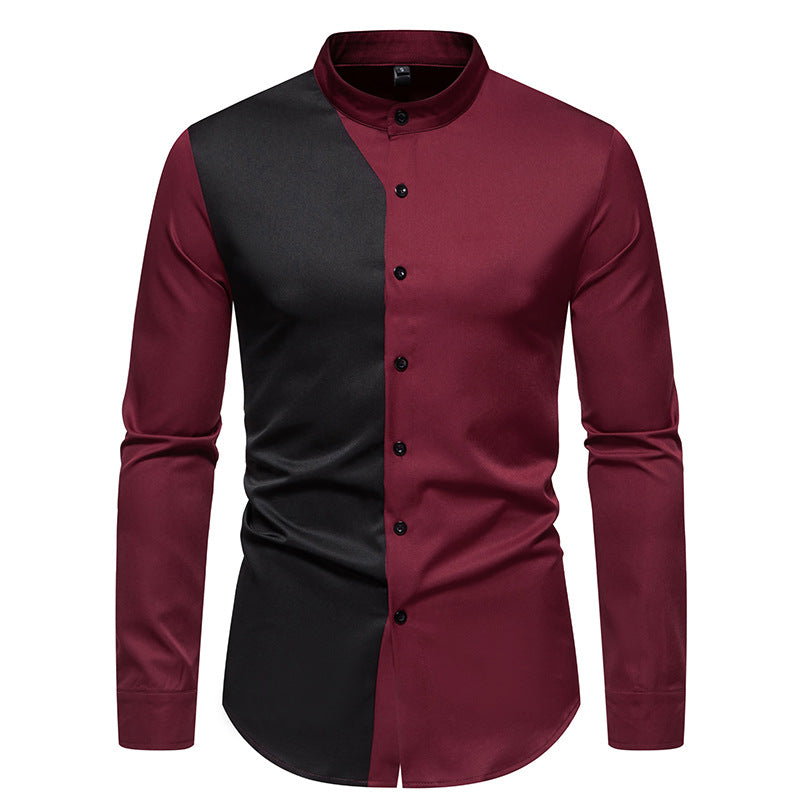 Herren Langarmhemd Modern Farbblock Design Elegant