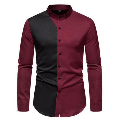 Herren Langarmhemd Modern Farbblock Design Elegant