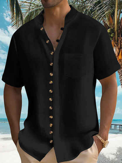 Herren Kurzarm Hemd Modern Knopfdesign Slim Fit