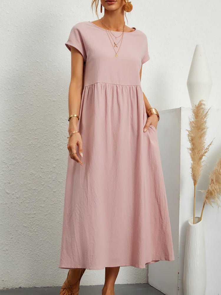 Damen Midikleid Lässig Mit Taschen Sommerkleid