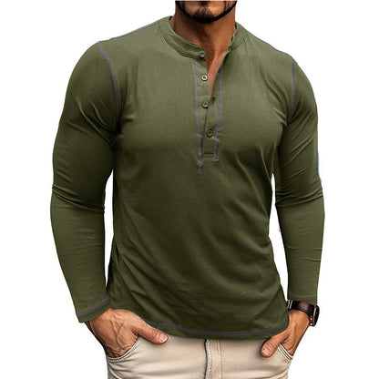 Herren Hemden Langarm Henley Ausschnitt Modern