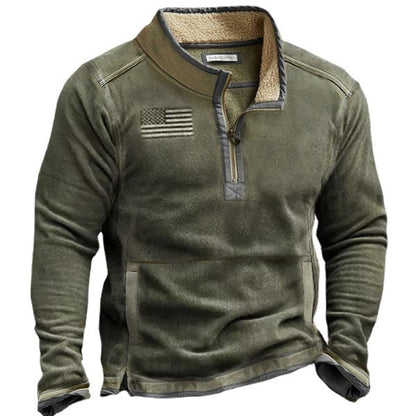 Herren Fleecejacke Warm mit Reißverschluss und hohem Kragen