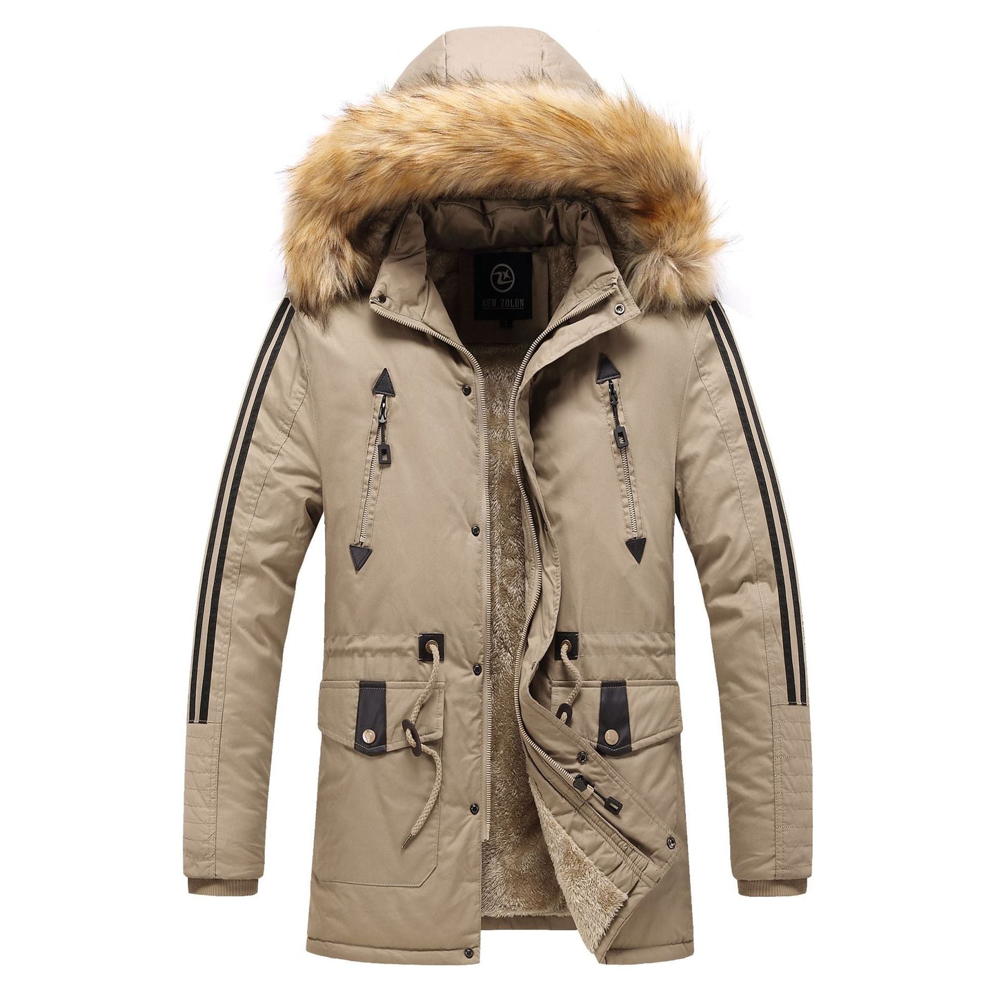 Herren Winterparka Abnehmbarer Kunstfellkragen Warm