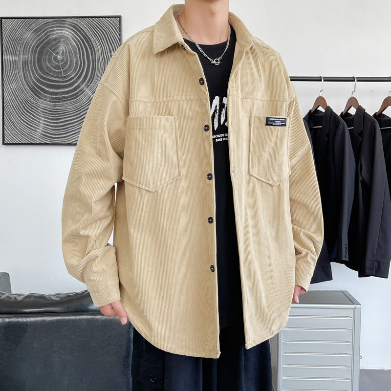 Herren Cordjacke Lässig Mit Taschen Grün Braun