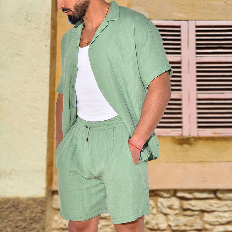 Herren Leichtiges Kurzarmhemd und Shorts Set Sommer