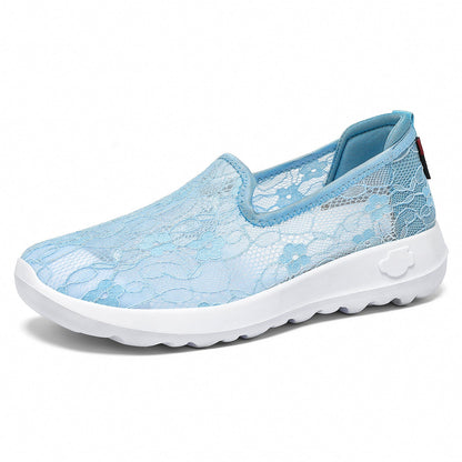 Damen Slip-On Schuhe Blumen Spitze Freizeit