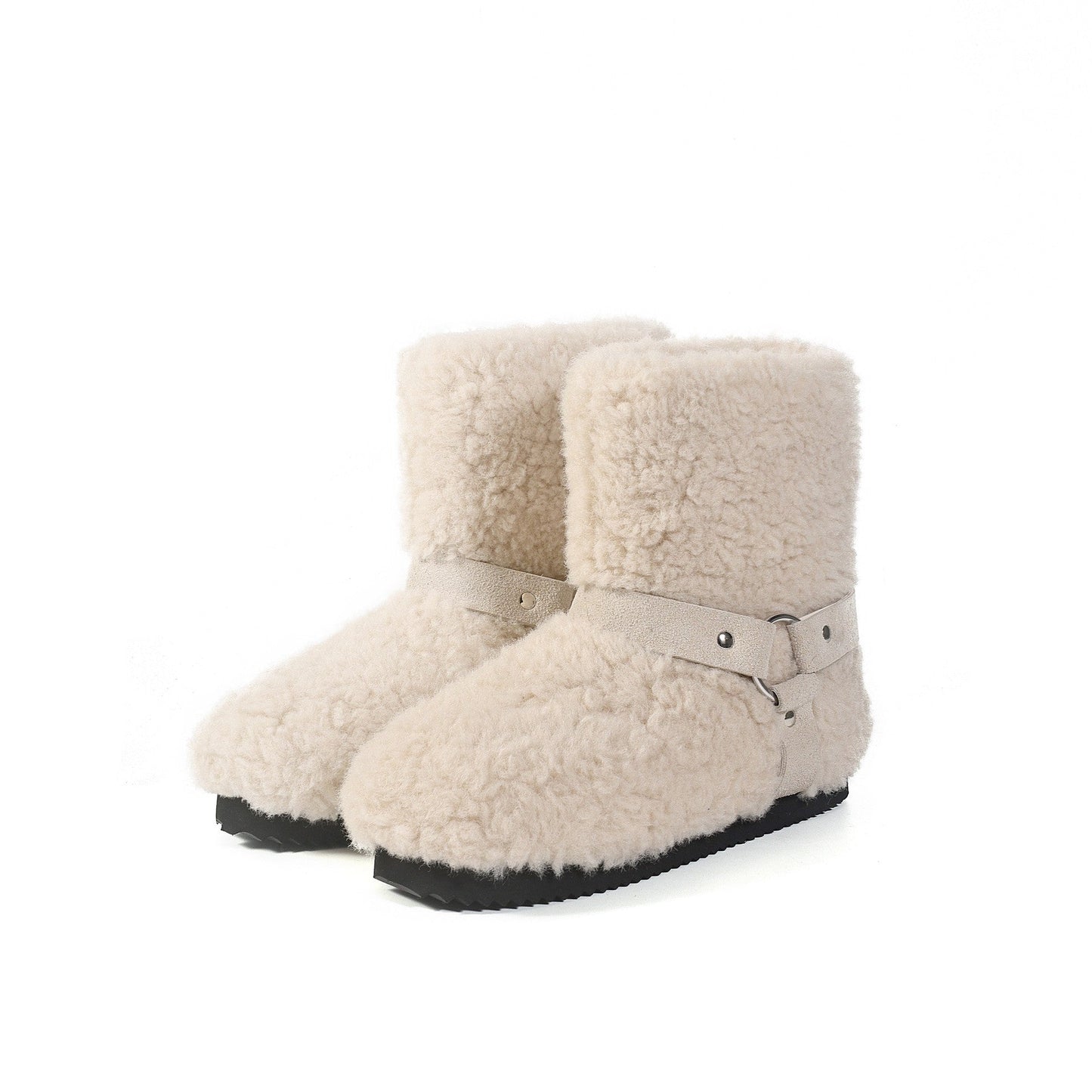 Damen Kuschelboots Weich Warm Winterstiefel mit Riemen