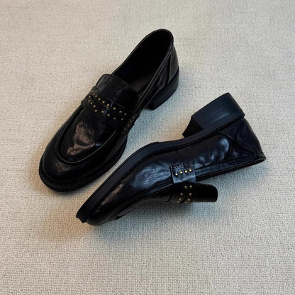 Damen Mokassins Elegant Nieten Schuhe Modisch