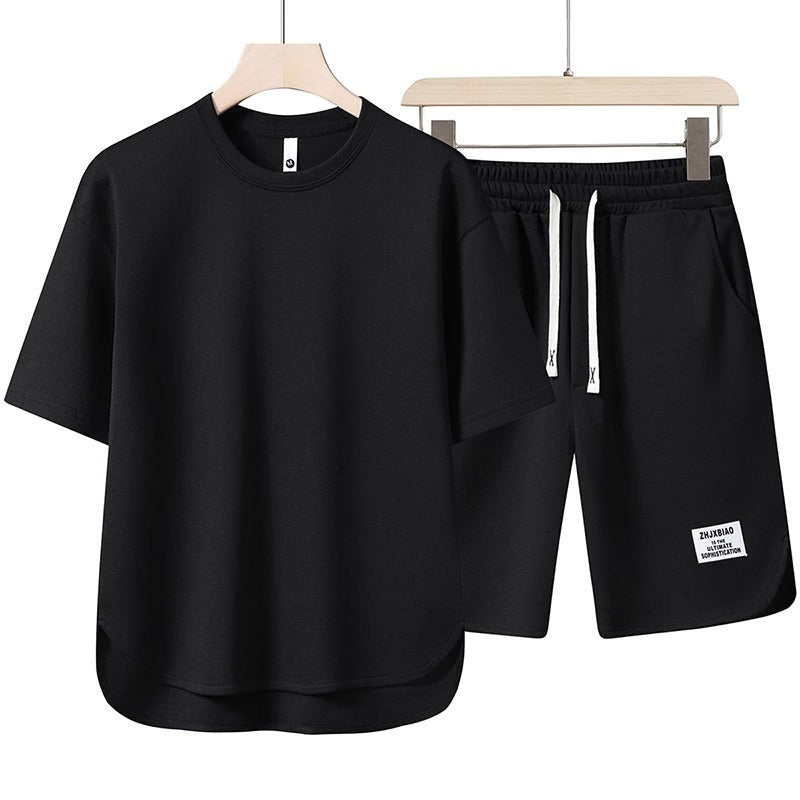 Klassisches Unisex T-Shirt Shorts Set mit Taschen Elastisch