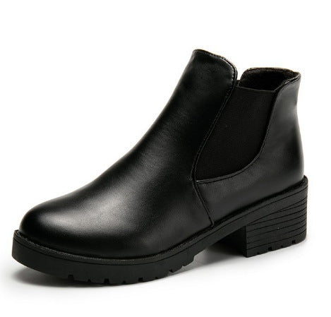 Elegante Damen Chelsea Stiefel Modisch Schwarz