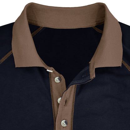 Herren Langarmshirt Modern Reverskragen Kontrastnähte Elegant